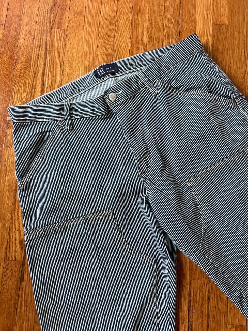 Gap Railroad Double Knee Hickory Straight Leg Carpenter Pants - Men's 34x30 - Picture 3 of 9